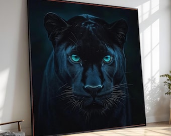 Mystisk svart panter canvastavla, vild djungelkatt, porträtt av vilda djur