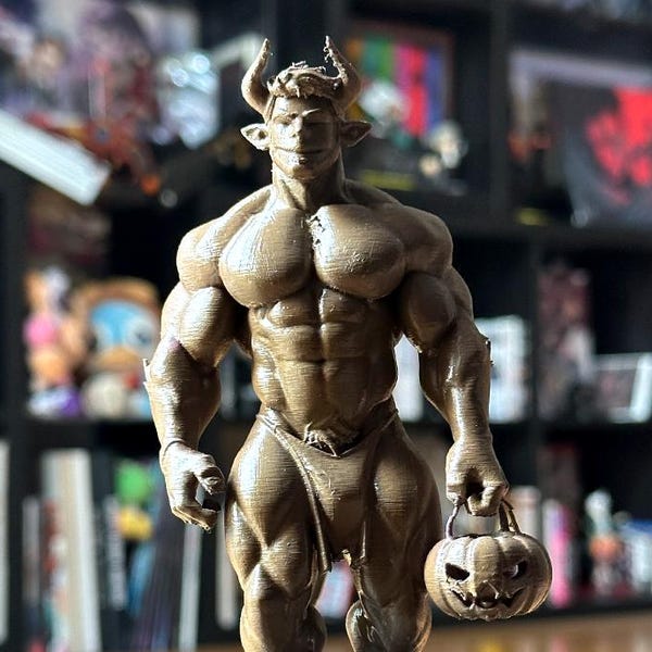 Muscular Faun Figure / Bara, Gay, Halloween Pumpkin Fantasy Collector Art