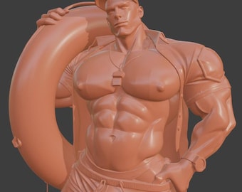 Sexy Bara Lifeguard STL – Muscular Beach Himbo for 3D Printing