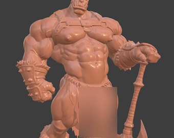 Orc Army Axe Warrior STL – Sexy Bara Fantasy Orc for 3D Printing