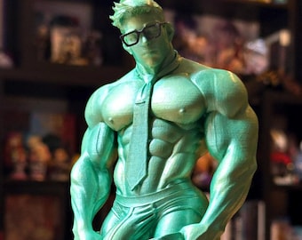 Sexy Nerdy Professor Figure – Muscular Bara Statue with Glasses – Male Gaze Art