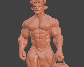 Muscular Faun STL 3D Model – Bara Fantasy Figure – Gay, Halloween Mythical Creature (Digital Download)