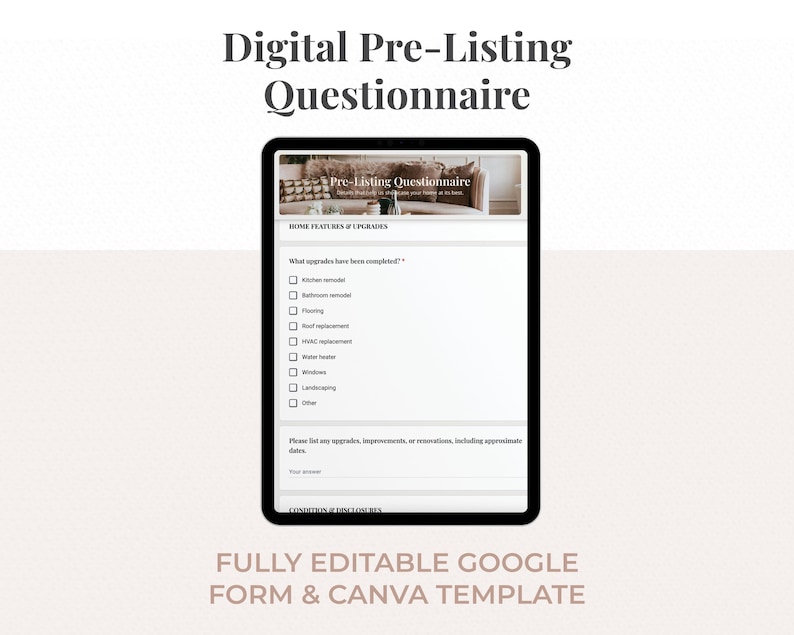 Pre-listing Questionnaire | Google Form Template + Canva Headers ...