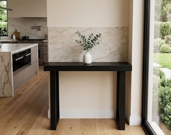 Solid Pine Wood Console Table, Narrow Entryway Sofa Table, Farmhouse Modern Home Decor