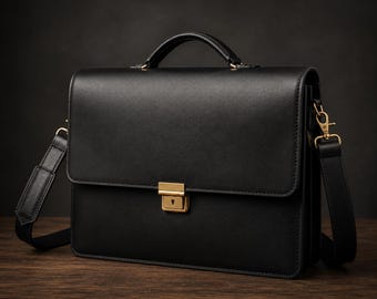 Personalized Leather Briefcase for Men, Handmade Full Grain Leather Laptop Bag, Professor Briefcase, Custom Work Bag, Leather Briefcase