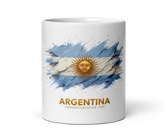 Argentinien Pride Tasse | Glänzende Keramik mit Sonne im Mai - 11oz