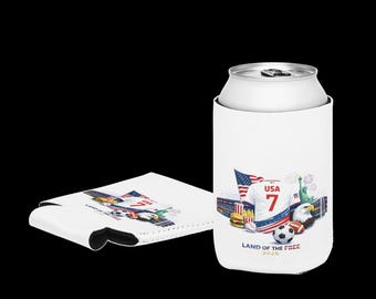 Fußball-Dosenkühler - Neopren-Bierhalter, Geschenk für Fußballfan, USA-Soccer-Design, 12 Unzen normal und schlank