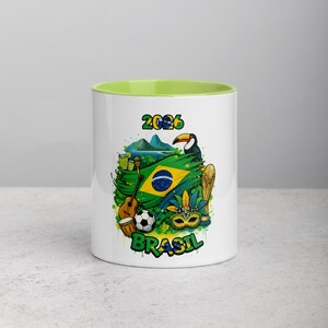 Brazil Soccer Mug with Color Inside | Football Fan Ceramic Cup