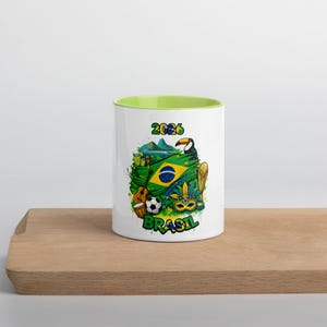 Brazil Soccer Mug with Color Inside | Football Fan Ceramic Cup