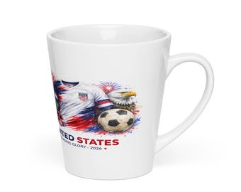USA Soccer Latte Mug | Patriotic 2026 Ceramic Coffee Cup