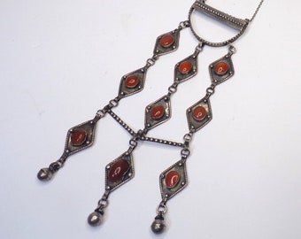 Israel, Sterling Silver & Carnelian Agate Chain Necklace. 43g