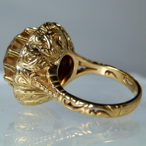 Antique Gold Ring Citrine Quartz and Diamond Ring jewelry 19k Yellow Gold Fine Quality Vintage 800 Gold Antique Portuguese DanPickedMinerals