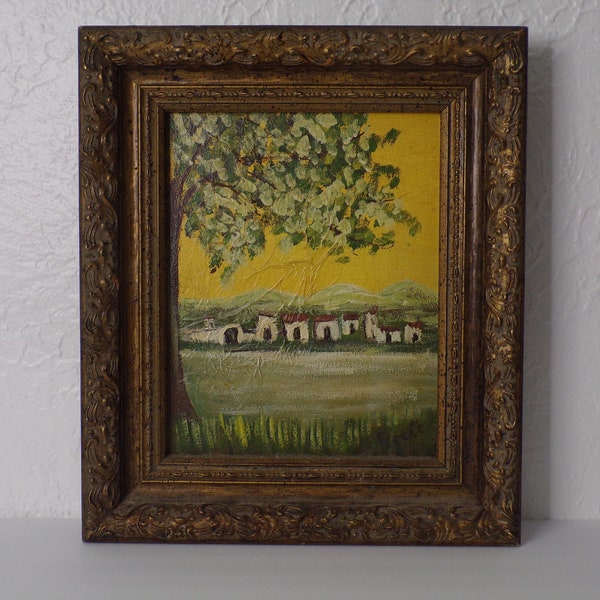 Original Oil Painting, Signed 8 x 10, with an ornate frame. Vintage Landscape design. DanPicked