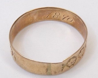 Dated 1890, 10k Gold Wedding Band Ring. 5.2mm. Size 9 3/4. Victorian. DanPicked