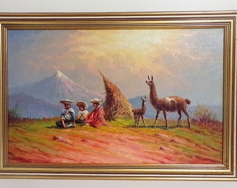 Gustavo Moncayo Original Oil Painting. Ecuador Andes Mountains, Listed Artist. 14 x 22. Signed and Framed. DanPicked