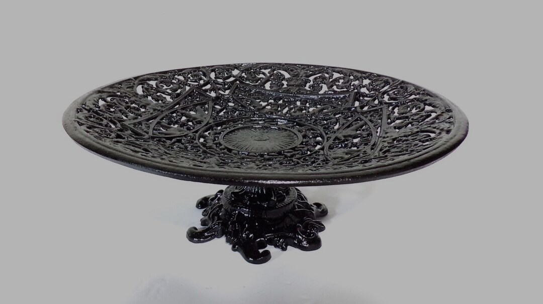 Antique Cast Iron, Footed Compote, Tray, Bowl Pedestal. 11.25 Diameter