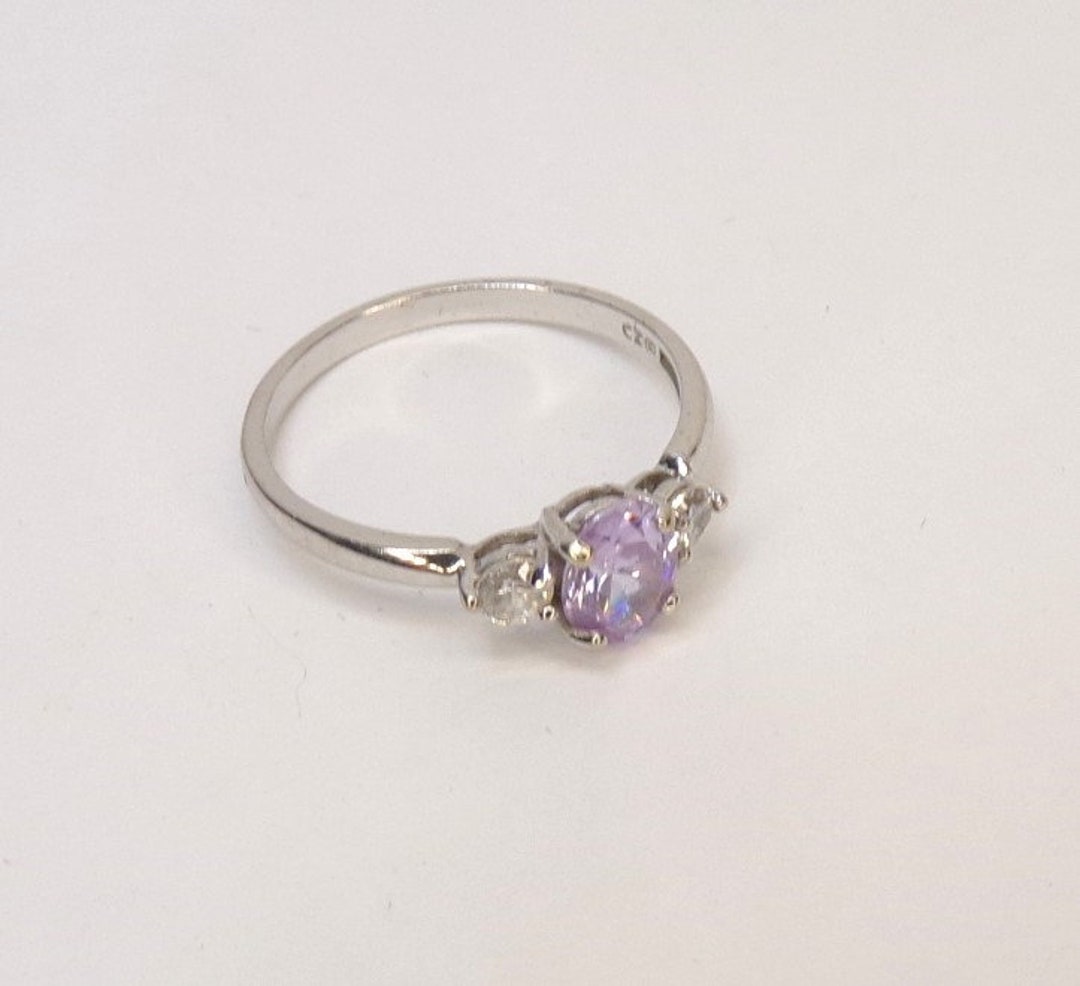 Thl Rings Images 10k White Gold and CZ Engagement Ring. Size 7. by THL. Three Stone ...