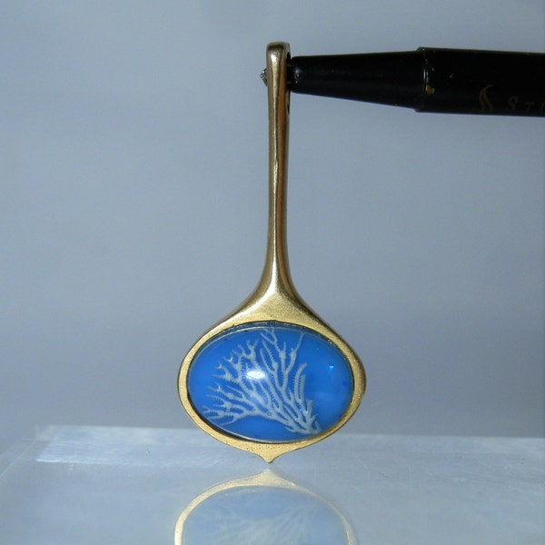 Antigua 9 quilates 375 amarillo oro dos cara colgante Coral rama encerrado en cristal raro y único joyas de un DanPickedMinerals de tipo