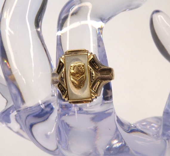 10k Gold, School Class Ring, 1960, Panther Design. Size 7
