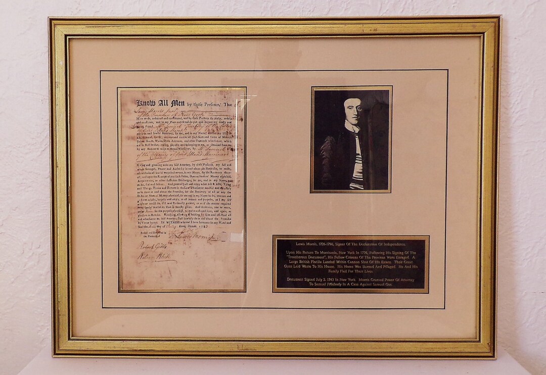 Original 1743 Document. Lewis Morris, Autographed Document