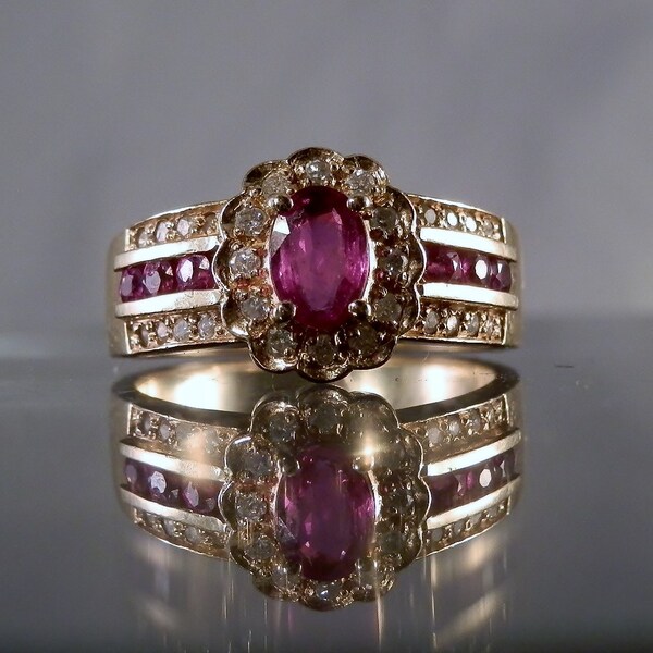 Vintage Ruby Ring Fine Diamond Natural Red Ruby Corundum 14k Yellow Gold Ring Size 8 Quality Piece Gift Idea DanPickedMinerals