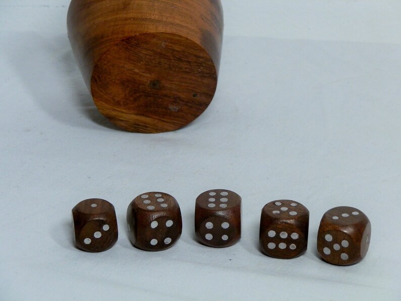 Wooden Dice Container with Five Wood Dice and Metal Lid Etsy
