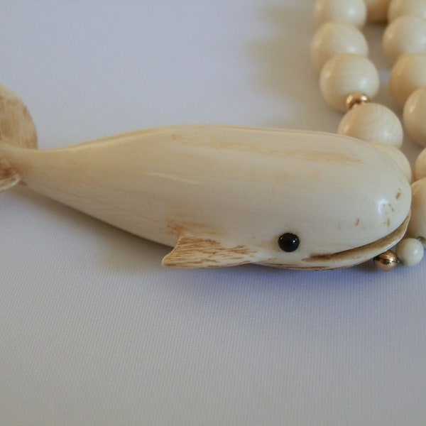 RESERVED. Authentic Ivory Necklace. Whale carvng. PreBan.