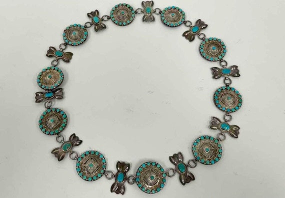 Important Vintage Native American Navajo Benny Yazzie Turquoise Sterling Silver Concho Belt Old Important Vintage Native American Navajo Benny Yazzie Turquoise Sterling Silver Concho Belt Old