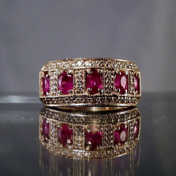 Ruby and Diamond Ring - 14k Gold - Fine Quality - Vintage Yellow Gold Ring - DanPickedMinerals - Trending