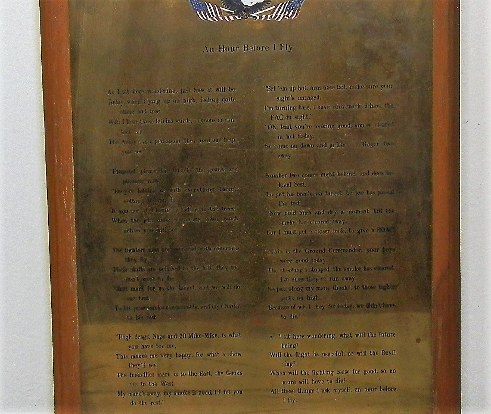 Vietnam Era Poem on Bronze and Wood Wall Plaque. An Hour Etsy