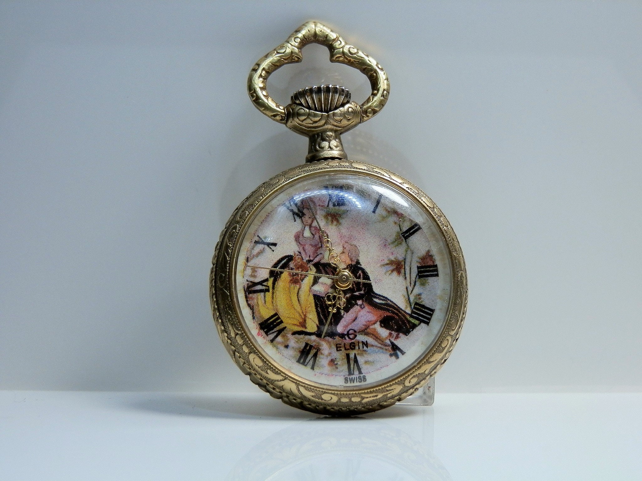 Antique Elgin Ladies Pocket Watch with a Fancy Dial. 17 Etsy