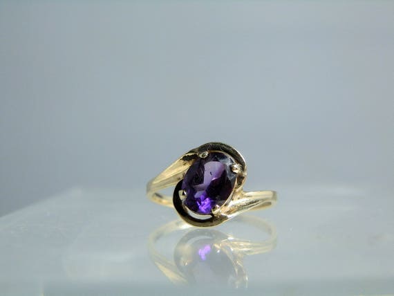 Vintage 14k Yellow Gold Purple Amethyst Quartz Ring Size 5.75 | Etsy