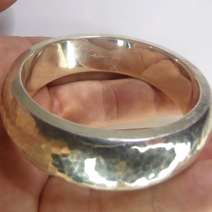 Heavy 74g Sterling Silver Bangle Bracelet. Backed Silver. 8&quot; circumference. 63.5mm internal diameter.