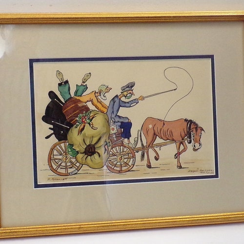 Vintage art, 1957 Demon's shops Art Studio Original Artwork. Framed, Signed, D Petrosian, DanPicked