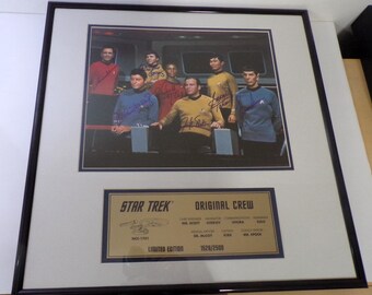 Star Trek Original Series Crew Full Cast Autographed, Framed Photo Signed, Numbered 1528/2500