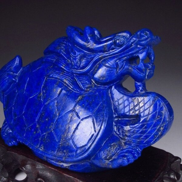 RESERVED. Lapis Lazuli carved figure. Ao Dragon Turtle. Chinese.