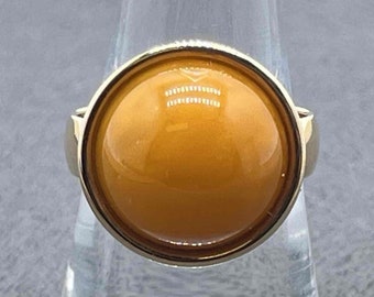 14k Gold Butterscotch Baltic Amber Ring: Handmade Danish Design, Size 8.5
