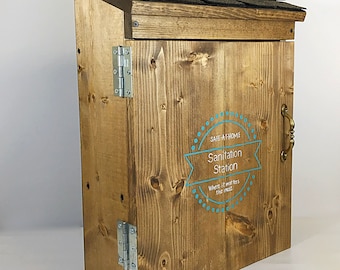 Home Sanitation Station Wood Cabinet Disinfectant Storage Hand Sanitizer Storage