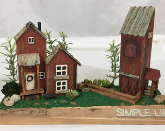 Miniature Block House Farmhouse Home Decor