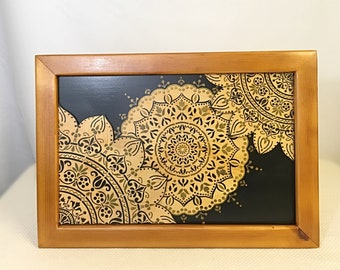 Wood Mandala Framed Wall Art Handcrafted 3D Geometric Spiritual