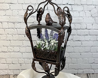 Tall Bronze Acanthus Leaf Pedestal Lantern Mediterranean Style Plant Holder Metal