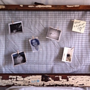 Old Window With Wire Screen For Pictures And Notes
