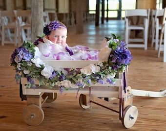 Wedding Wagon Wood Medium Size Bumbo Seat Flower Girl Ring Bearer Fully Functional Porch Decor Garden Decor Photo Prop Decor