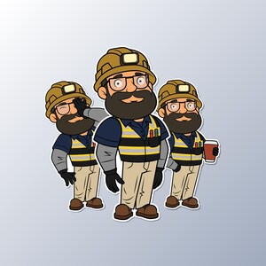 Sawyer – 3 Sticker Bundle – Base, Facepalm, and Tumbler Poses – Construction