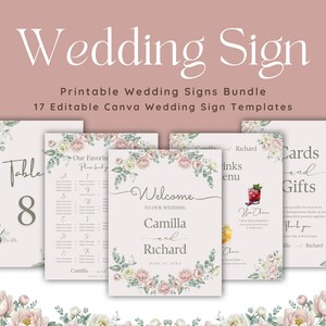 Todos os sinais essenciais para o casamento em um só pacote | Conjunto de sinais de casamento imprimíveis para recepção e cerimônia