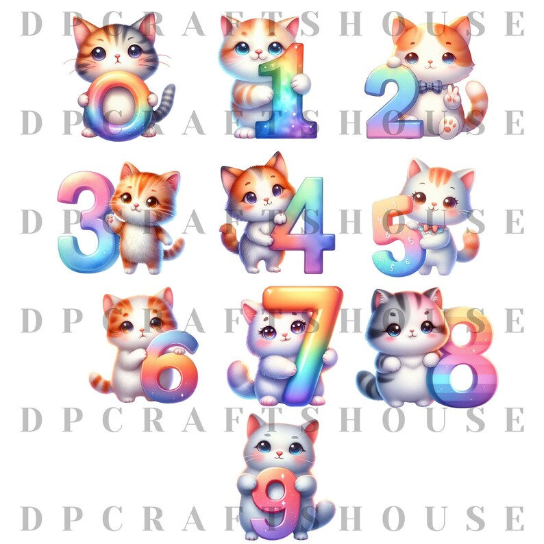 Whimsical Cat Alphabet PNG Bundle | A to Z Letters Numbers 0 to 9 ...