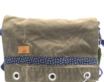 Umhängetasche L Einzelstück aus recyceltem Seesack, Canvas-Tasche mit Borte