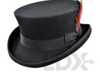 Sombrero de copa clásico de fieltro negro de LDXstores: sombrero formal de estilo victoriano vintage
