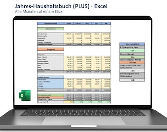 Presupuesto anual en Excel (PLUS): Todos los meses de un vistazo + Panel de control y análisis