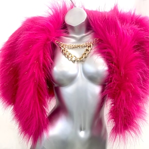 Haute Pink Faux Fur with Sparkly Fucsia accents - Faux Fur Cape